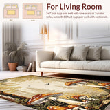 Ultra Soft Area Rug, Non Slip, Stain Resistant, Washable Area Rugs for Living Room, Bedroom, Rustic Warm Beige Floral Theme(Beige)