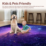 Ultra Soft Area Rug, Non Slip, Stain Resistant, Washable Area Rugs for Living Room, Bedroom, Dynamic Colorful Astral Elements(Purple)