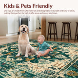 Ultra Soft Area Rug, Non Slip, Stain Resistant, Washable Area Rugs for Living Room, Bedroom, Timeless Elegant Green Palette(Green)