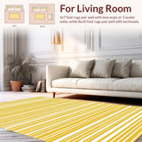 Ultra Soft Area Rug, Non Slip, Stain Resistant, Washable Area Rugs for Living Room, Bedroom, Vibrant Multi-Stripe Aesthetic(Yellow)