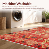 Ultra Soft Area Rug, Non Slip, Stain Resistant, Washable Area Rugs for Living Room, Bedroom, Modern Crimson Ethnic Geometry(Red)