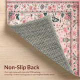 Ultra Soft Area Rug, Non Slip, Stain Resistant, Washable Area Rugs for Living Room, Bedroom, Charming Insect Floral Harmony(Pink)