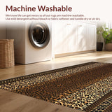 Ultra Soft Area Rug, Non Slip, Stain Resistant, Washable Area Rugs for Living Room, Bedroom, Chic Rustic Leopard Motif(Brown)