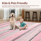 Ultra Soft Area Rug, Non Slip, Stain Resistant, Washable Area Rugs for Living Room, Bedroom, Bold Geometric Animal Motif(Pink)