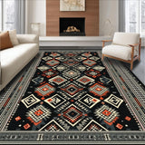 Ultra Soft Area Rug, Non Slip, Stain Resistant, Washable Area Rugs for Living Room, Bedroom, Boho Chic Geometric Motif(Black)