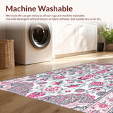 Ultra Soft Area Rug, Non Slip, Stain Resistant, Washable Area Rugs for Living Room, Bedroom, Retro Textured Geometric Elegance(White)