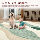 Deck Porch Abstract Wave Beige Sage Green Non Shedding Easy Clean(Beige)