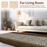 Ultra Soft Area Rug, Non Slip, Stain Resistant, Washable Area Rugs for Living Room, Bedroom, Sleek Modern Safari Style(Brown)