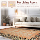 Ultra Soft Area Rug, Non Slip, Stain Resistant, Washable Area Rugs for Living Room, Bedroom, Stylish Earthy Leopard Aesthetic(Beige)