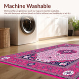 Ultra Soft Area Rug, Non Slip, Stain Resistant, Washable Area Rugs for Living Room, Bedroom, Vibrant Geometric Decorative Statement(Pink)