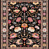 Ultra Soft Area Rug, Non Slip, Stain Resistant, Washable Area Rugs for Living Room, Bedroom, Abstract Black Blossom Pattern(Black)