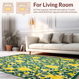 Ultra Soft Area Rug, Non Slip, Stain Resistant, Washable Area Rugs for Living Room, Bedroom, Wildflower Print Area for Bathroom(Yellow)
