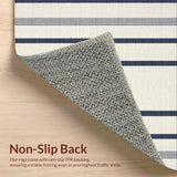 Ultra Soft Area Rug, Non Slip, Stain Resistant, Washable Area Rugs for Living Room, Bedroom, Contemporary Cream Navy Stripe Aesthetic(Ivory)