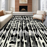 Ultra Soft Area Rug, Non Slip, Stain Resistant, Washable Area Rugs for Living Room, Bedroom, Zebra Stripe Woven Rug, Graphic Floor Art, Ebony and Ivory Accent Carpet(Black)