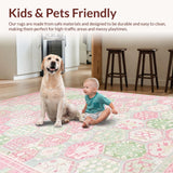 Ultra Soft Area Rug, Non Slip, Stain Resistant, Washable Area Rugs for Living Room, Bedroom, Charming Pastel Egg Motif(Pink)