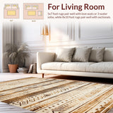 Ultra Soft Area Rug, Non Slip, Stain Resistant, Washable Area Rugs for Living Room, Bedroom, Earthy Geometric Lattice Aesthetic(Beige)