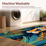 Ultra Soft Area Rug, Non Slip, Stain Resistant, Washable Area Rugs for Living Room, Bedroom, Bold Jungle-Inspired Artistry(Orange)