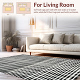Ultra Soft Area Rug, Non Slip, Stain Resistant, Washable Area Rugs for Living Room, Bedroom, Elegant Black and White Striped Carpet for Sophisticated Decor(Black)