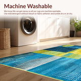 Ultra Soft Area Rug, Non Slip, Stain Resistant, Washable Area Rugs for Living Room, Bedroom, Intricate Abstract Animal Inspired Design(Blue)