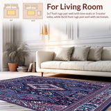 Ultra Soft Area Rug, Non Slip, Stain Resistant, Washable Area Rugs for Living Room, Bedroom, Whimsical Boho Chic(Blue)