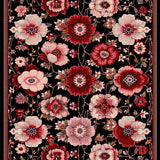 Ultra Soft Area Rug, Non Slip, Stain Resistant, Washable Area Rugs for Living Room, Bedroom, Rustic Low Pile Blossom Design(Black)