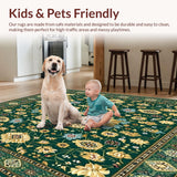 Ultra Soft Area Rug, Non Slip, Stain Resistant, Washable Area Rugs for Living Room, Bedroom, Boho Fusion Area(Green)