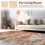 Ultra Soft Area Rug, Non Slip, Stain Resistant, Washable Area Rugs for Living Room, Bedroom, Contemporary Ogee Style Accent(Orange)