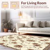 Timeless Beige Brown Area with Classic Floral Motif(Beige)