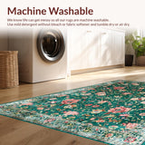 Deep Emerald Distressed Floral Motif(Green)