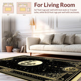 Ultra Soft Area Rug, Non Slip, Stain Resistant, Washable Area Rugs for Living Room, Bedroom, Mystical Snake Lunar Motif(Black)