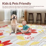 Ultra Soft Area Rug, Non Slip, Stain Resistant, Washable Area Rugs for Living Room, Bedroom, Whimsical Botanical Color Burst(Yellow)
