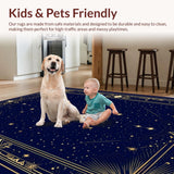 Ultra Soft Area Rug, Non Slip, Stain Resistant, Washable Area Rugs for Living Room, Bedroom, Striking Abstract Indigo Swirl(Blue)