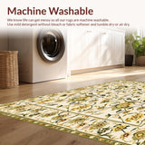 Ultra Soft Area Rug, Non Slip, Stain Resistant, Washable Area Rugs for Living Room, Bedroom, Artistic Floral Kitchen Mat with Dynamic and Natural Color Palette(Beige)