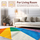 Ultra Soft Area Rug, Non Slip, Stain Resistant, Washable Area Rugs for Living Room, Bedroom, Abstract Geometric Black and White Bedroom Rug(Yellow)