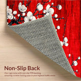 Ultra Soft Area Rug, Non Slip, Stain Resistant, Washable Area Rugs for Living Room, Bedroom, Charming Red and White Blossom Style(Red)