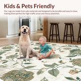 Ultra Soft Area Rug, Non Slip, Stain Resistant, Washable Area Rugs for Living Room, Bedroom, Light Green Vintage Bedroom Non-Slip Soft Rug(Ivory)