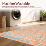 Ultra Soft Area Rug, Non Slip, Stain Resistant, Washable Area Rugs for Living Room, Bedroom, Whispering Dunes: Modern Printed Area Rug, Peach/Blue(Orange)