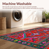 Ultra Soft Area Rug, Non Slip, Stain Resistant, Washable Area Rugs for Living Room, Bedroom, Educational Non-Slip Kids Bedroom Circular Rug(Red)