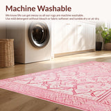Ultra Soft Area Rug, Non Slip, Stain Resistant, Washable Area Rugs for Living Room, Bedroom, Sleek Minimalist Design in Light Shades(Pink)