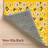 Ultra Soft Area Rug, Non Slip, Stain Resistant, Washable Area Rugs for Living Room, Bedroom, Charming Eclectic Nature Design(Yellow)