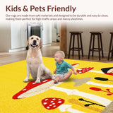 Ultra Soft Area Rug, Non Slip, Stain Resistant, Washable Area Rugs for Living Room, Bedroom, Whimsical Earthy Mushroom Motif(Yellow)