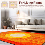Ultra Soft Area Rug, Non Slip, Stain Resistant, Washable Area Rugs for Living Room, Bedroom, Lively Abstract Spectrum Motif(Orange)