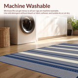 Ultra Soft Area Rug, Non Slip, Stain Resistant, Washable Area Rugs for Living Room, Bedroom, Whimsical Nautical Stripe Composition(Blue)