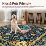Ultra Soft Area Rug, Non Slip, Stain Resistant, Washable Area Rugs for Living Room, Bedroom, Classic Solid Beige Stylish Dining Room Choice(Blue)