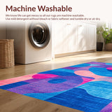 Ultra Soft Area Rug, Non Slip, Stain Resistant, Washable Area Rugs for Living Room, Bedroom, Bold Striking Swirl Pattern(Blue)