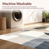 Ultra Soft Area Rug, Non Slip, Stain Resistant, Washable Area Rugs for Living Room, Bedroom, Trendy Abstract Curvilinear Design(Beige)