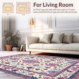 Ultra Soft Area Rug, Non Slip, Stain Resistant, Washable Area Rugs for Living Room, Bedroom, Sophisticated Colorful Blossom Pattern(Ivory)