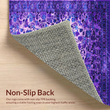 Ultra Soft Area Rug, Non Slip, Stain Resistant, Washable Area Rugs for Living Room, Bedroom, Sophisticated Vintage Diamond Texture(Purple)