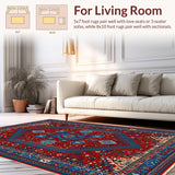 Ultra Soft Area Rug, Non Slip, Stain Resistant, Washable Area Rugs for Living Room, Bedroom, Vintage Modern Neutral Office Stain-Resistant Rug(Red)