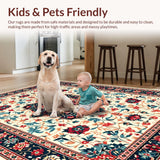 Ultra Soft Area Rug, Non Slip, Stain Resistant, Washable Area Rugs for Living Room, Bedroom, Eclectic Cream Blue Bedroom Rug for Minimalist Homes(Beige)